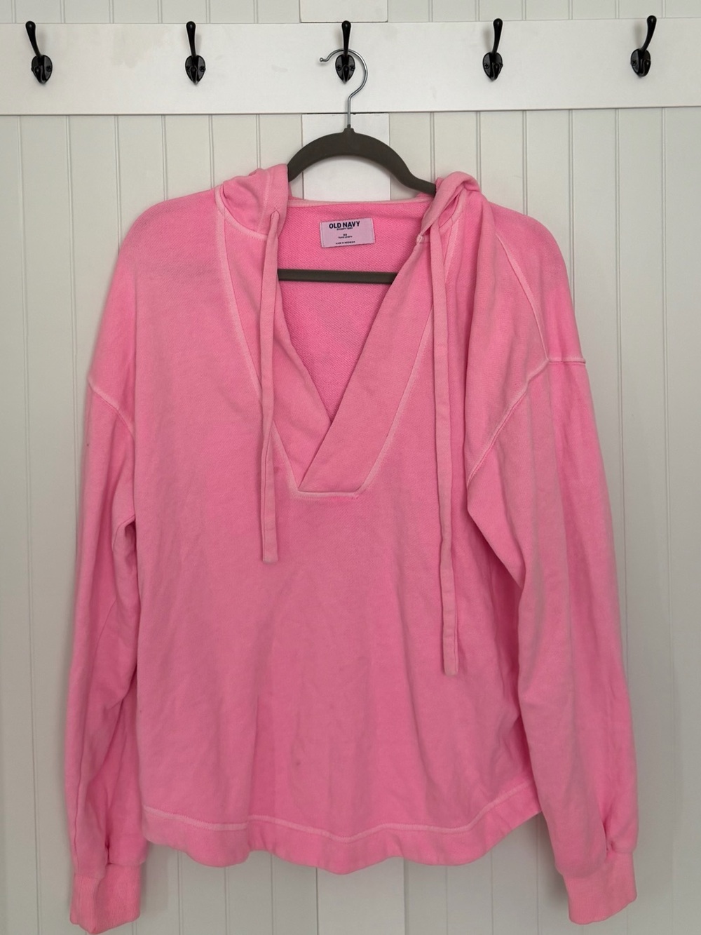 Old Navy Pink V-Neck Hooded Sweatshirt